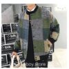 E-boy Autumn Men Japan Style Plaid Bomber Jacket