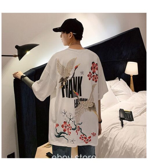 E-boy Japanese Streetwear Crane T Shirt