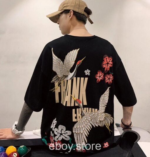 E-boy Japanese Streetwear Crane T Shirt