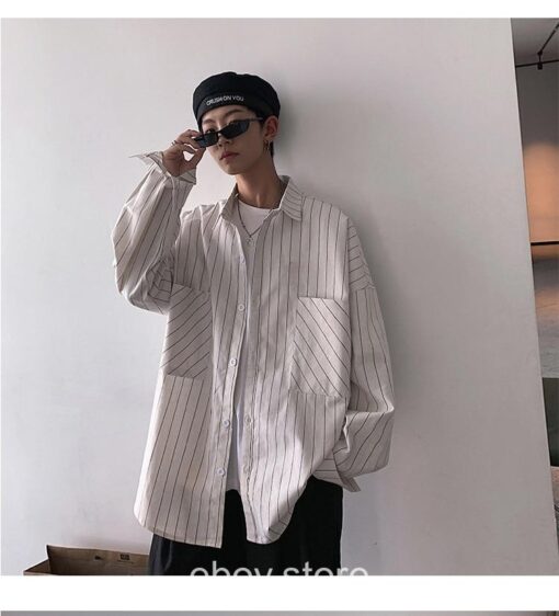 E-boy Oversized Striped  Shirt