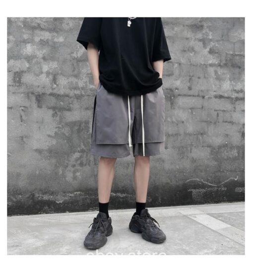 E-boy Patchwork Fake Two Pieces Sweat Short