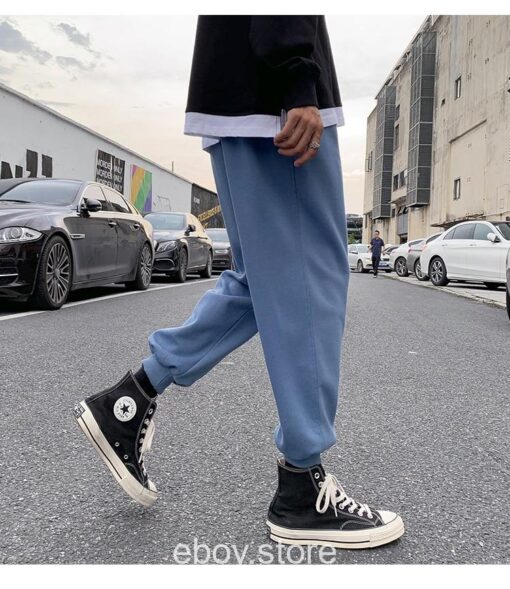 E-boy Solid Color Japan Style Closed Bottom Loose Pants