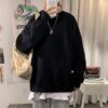 E-boy Solid Color Japan Style  Sweatshirt - Black, XXL