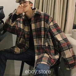E-boy Streetwear Plaid Wool Jacket