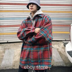 E-boy Streetwear Plaid Wool Jacket