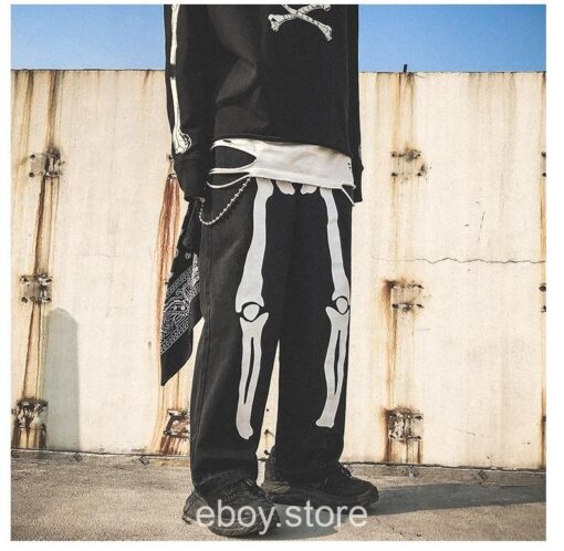 E-boy Streetwear Skeleton Jeans Pant