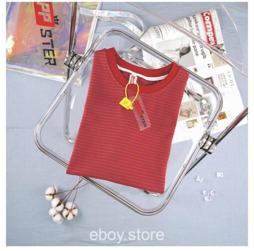 E-boy Striped Cotton Short Sleeve T Shirt