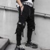 Men Ribbon Streetwear Tech Cargo Pant - XXL, Black