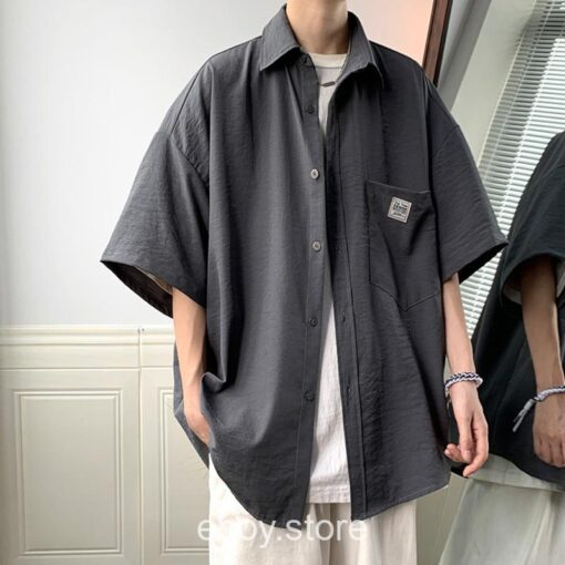 Ice Silk Oversize Shirts for Men and Women 1