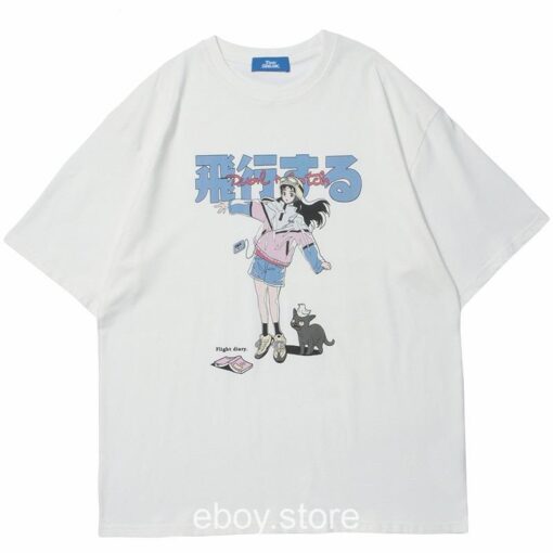 Cartoon Girl Cat Harajuku T-Shirt 3