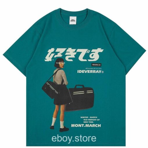 Harajuku Girl Japanese Kanji Print T Shirt 3