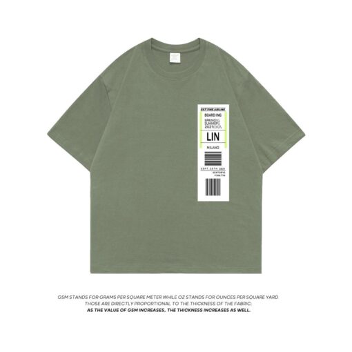 Label Graphic Loose T-shirts for Men 3