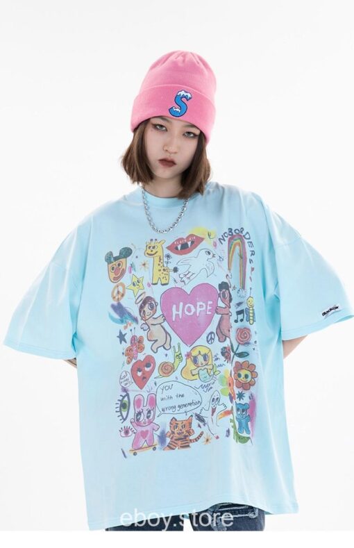 Hip Hop Rainbow Angels Print Harajuku Tshirt 14