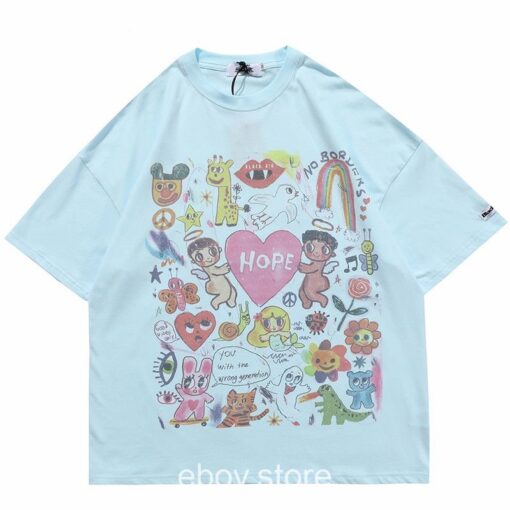 Hip Hop Rainbow Angels Print Harajuku Tshirt 3