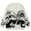 Retro Painting Skull Graphic Knitted Sweater 2