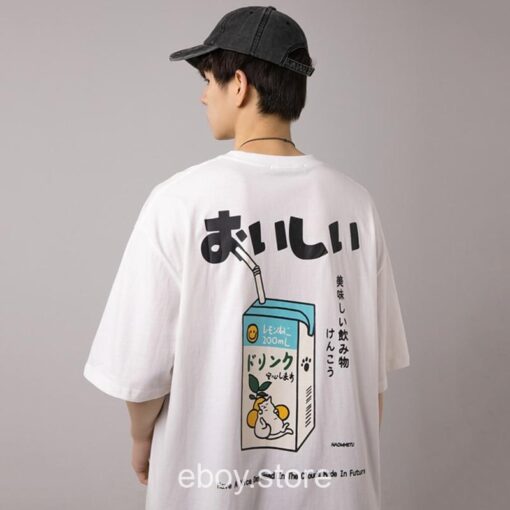 Kanji Letter Drink Embroidery Harajuku T-Shirt 5