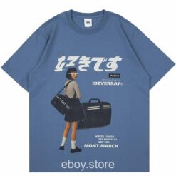 Harajuku Girl Japanese Kanji Print T Shirt