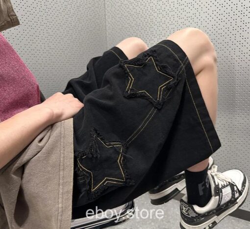 Patchwork Star Denim Summer Eboy Shorts