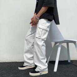Black and White Casual Streetwear Cargo Eboy Pants 1
