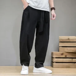 Elastic Japanese Waist Linen Sweatpants 2